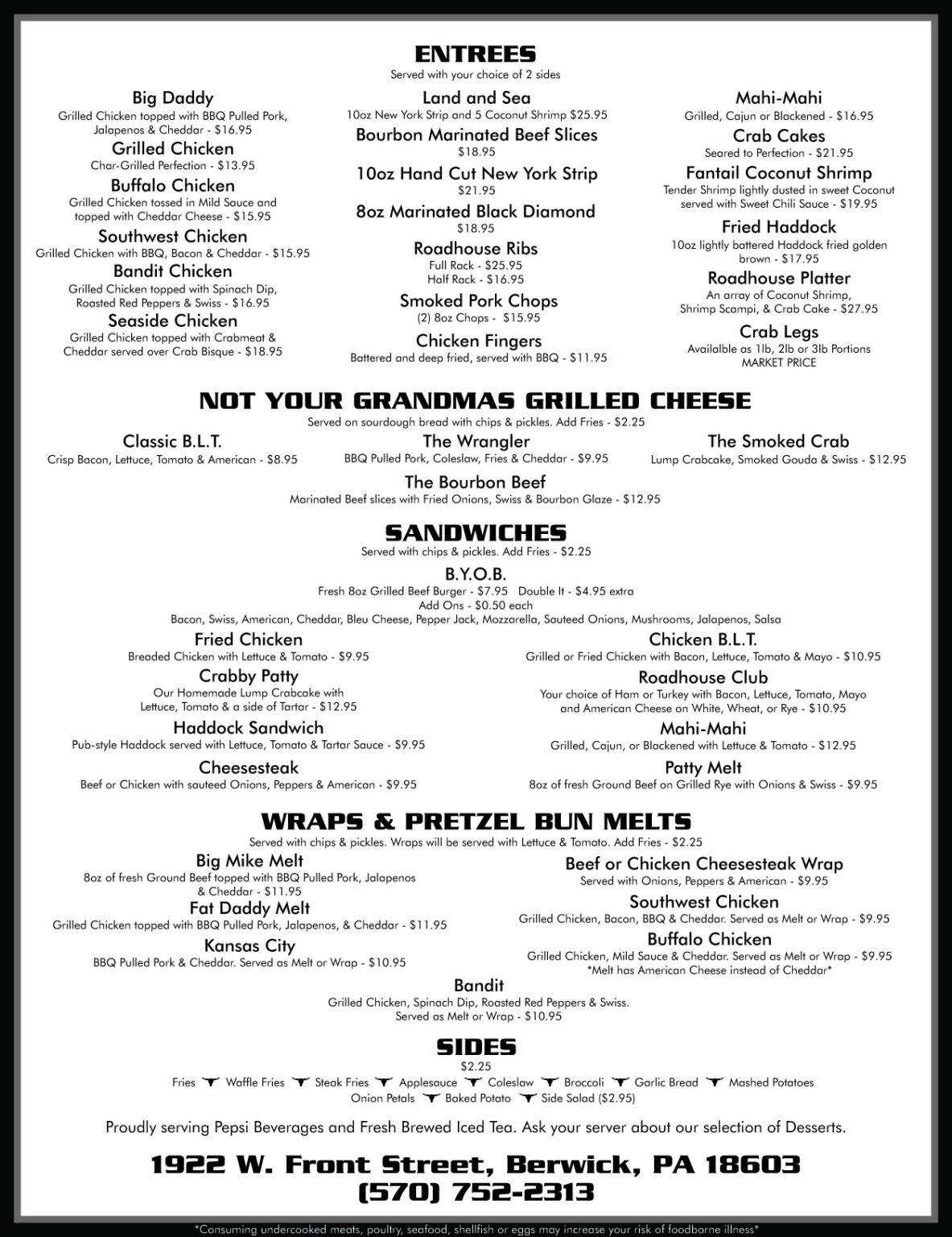 Menu – Bandit's Roadhouse